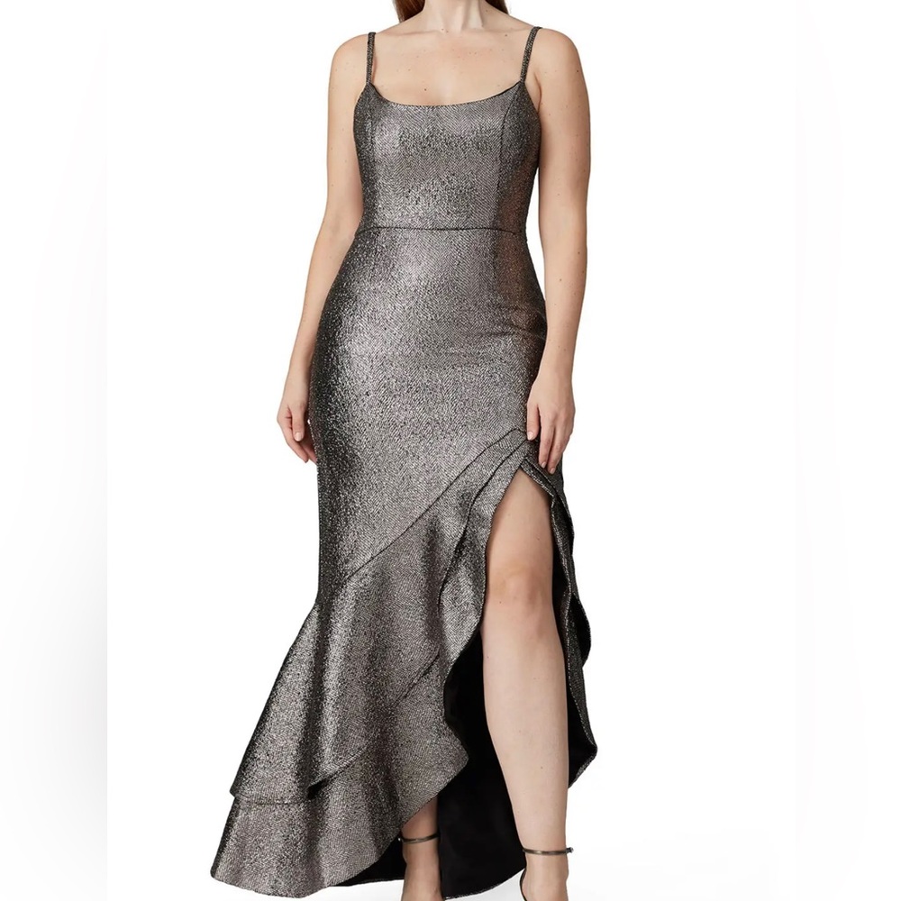 Hutch Silver Metallic Malia Gown, Size 4 - Picture 3 of 14